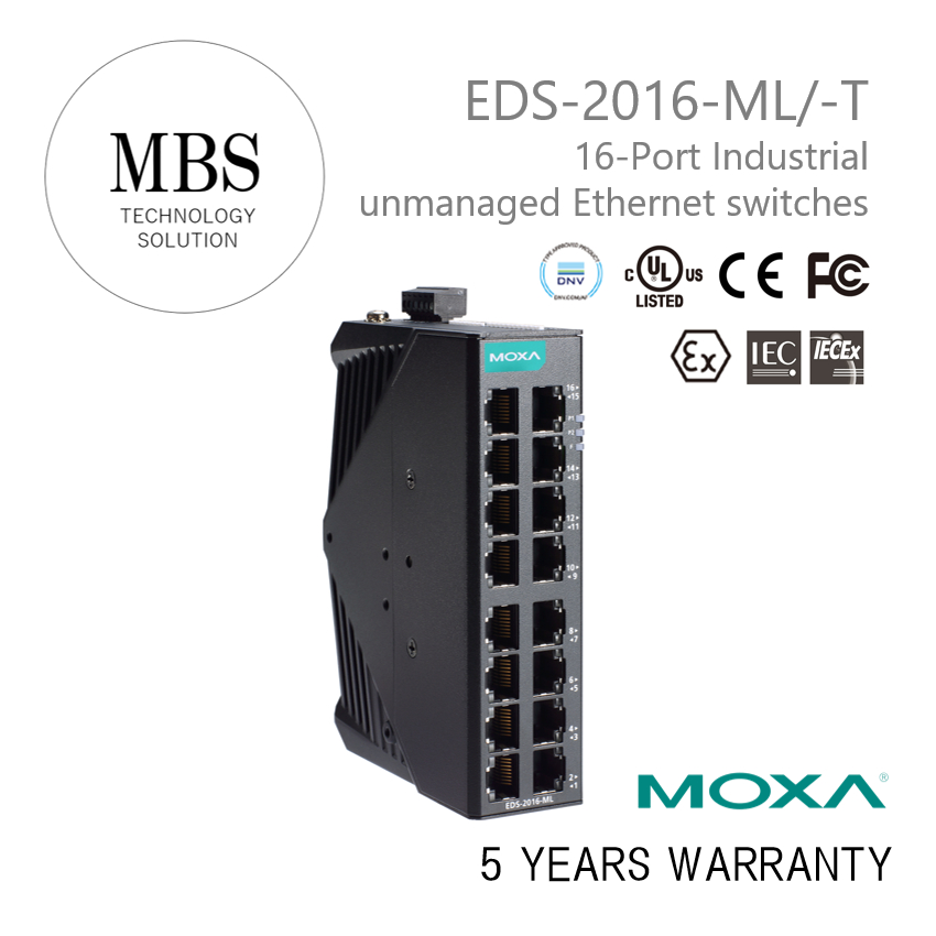 MOXA Original Brand New EDS-2016-ML/-T Industrial Ethernet Switch – 16 ...