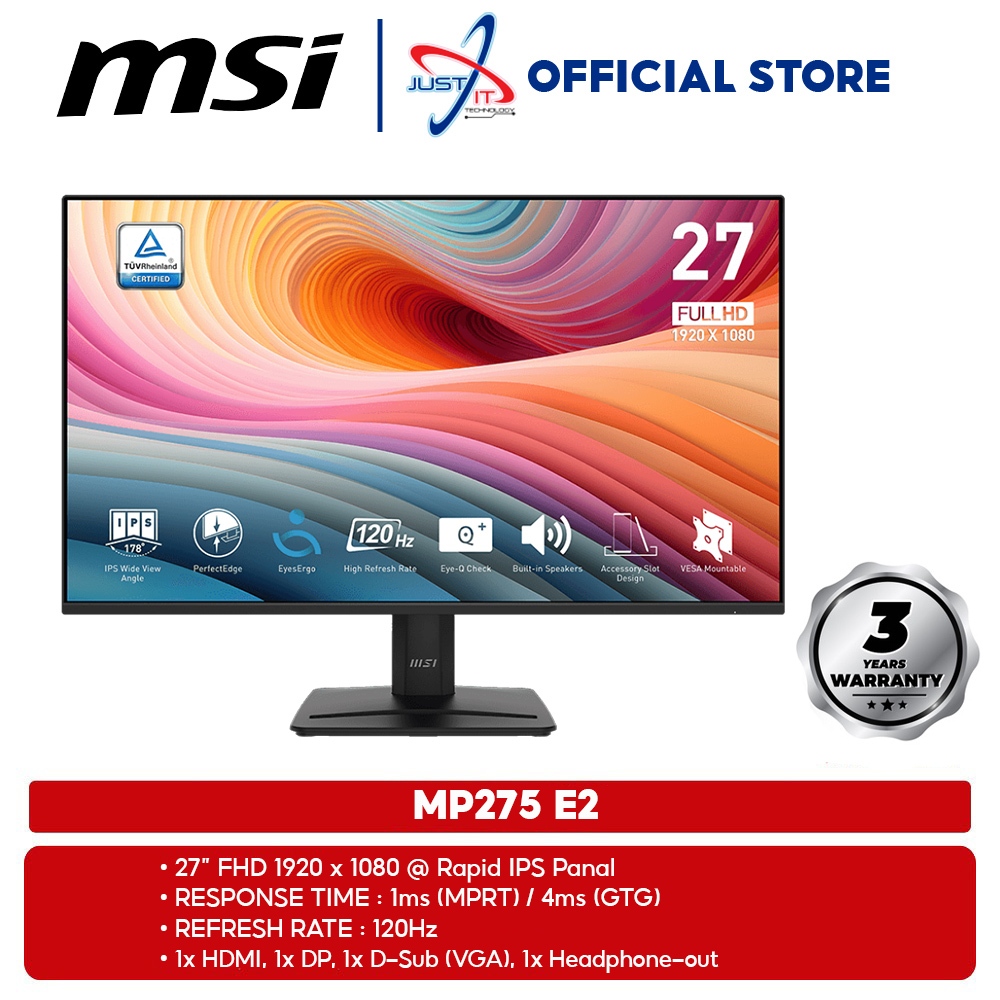 MSI PRO MP275 E2 (120HZ) / MP275 (100HZ) 27" MONITOR ( 27" IPS FHD ...