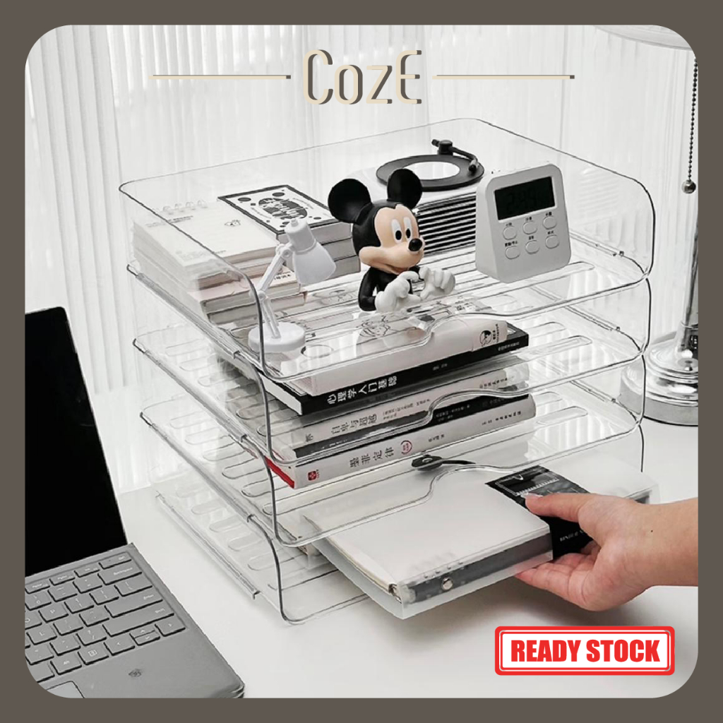CozE PET Material Transparent A4 Stackable Document Storage Rack ...