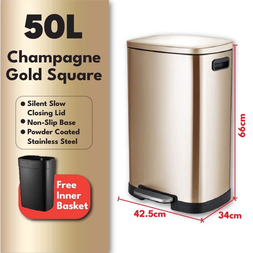 Luxbin™ Dustbin kitchen 30L Tong sampah dapur besar Big rectangle ...