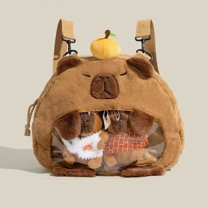 Capybara Transparent pocket Cute Backpack_卡皮巴拉水豚透明通袋可爱卡通小背包 | Shopee ...
