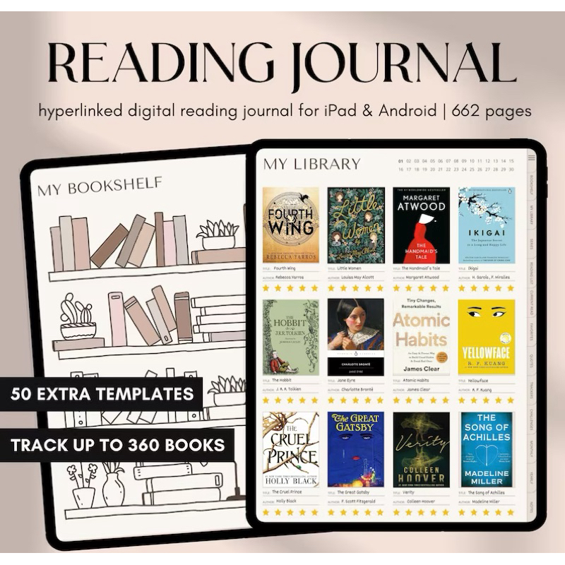 ⚡️INSTANT⚡️Digital Reading Journal - Digital Book Tracker for GoodNotes ...