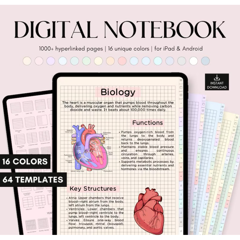 ⚡️INSTANT⚡️Digital Notebook with Tabs - GoodNotes Notebook, Digital ...