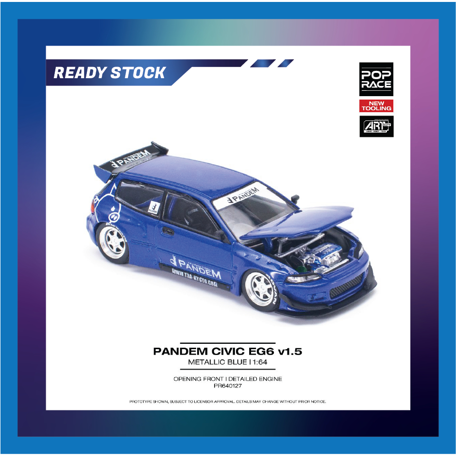 POPRACE 1/64 PANDEM CIVIC EG6 v1.5 METALLIC BLUE PR640127 main image 1