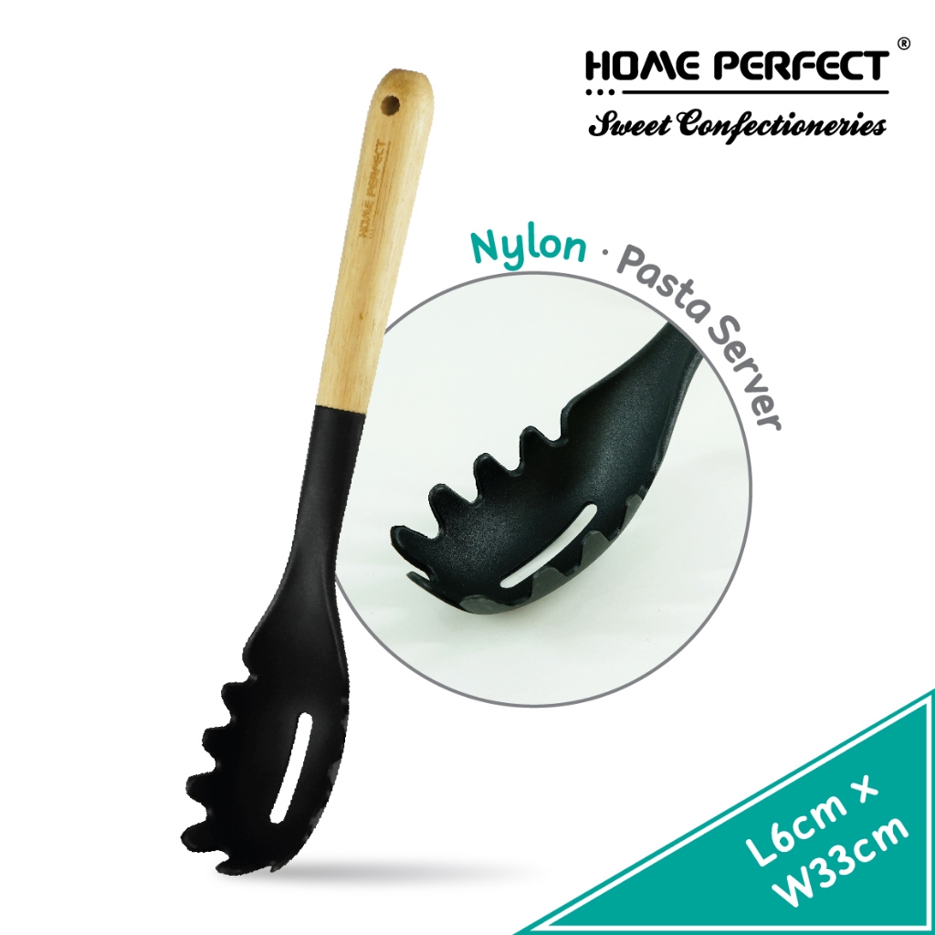 HOME PERFECT Nylon Non-Scratch Kitchen Utensils W/Hang Hole,Slotted ...