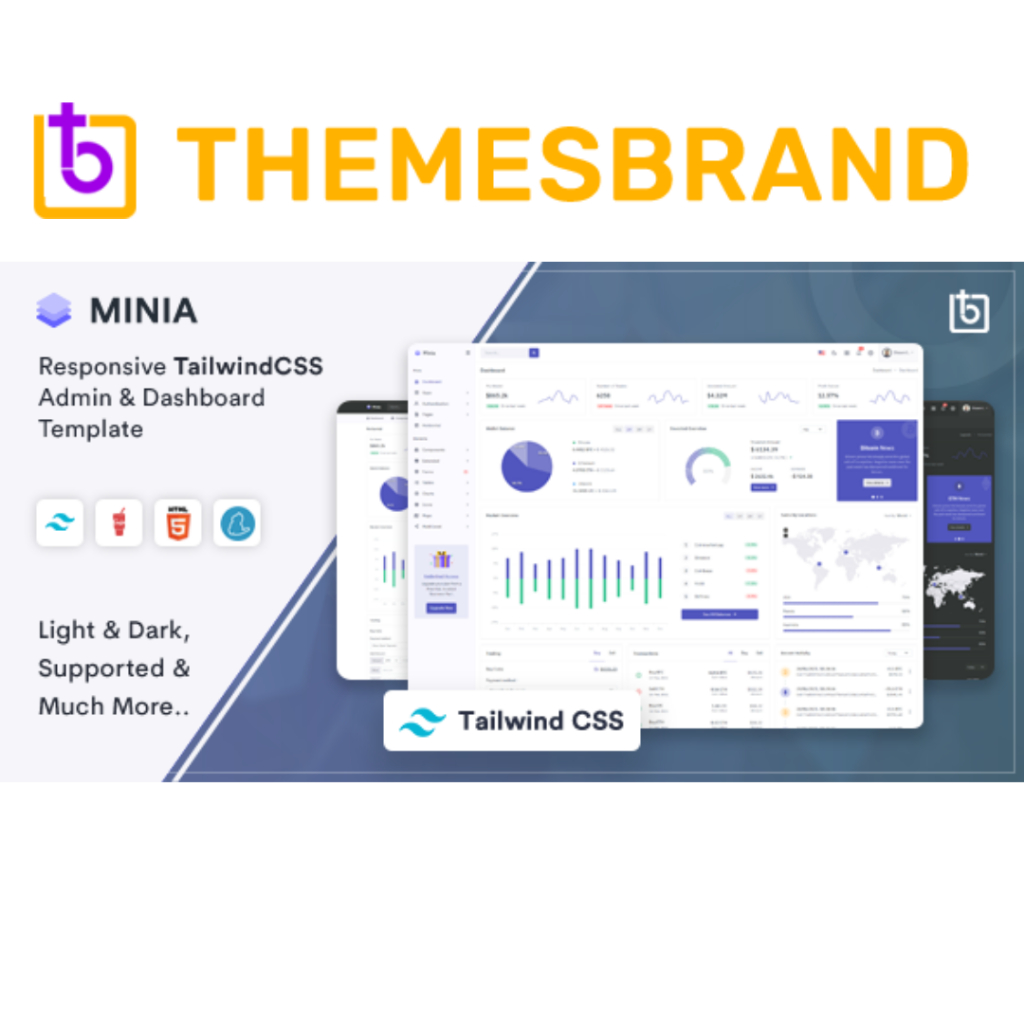 Minia 1.3 - Tailwind CSS Admin & Dashboard Template By Themesbrand ...