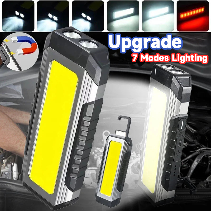 LED COB Flashlight with Magnet Searchlight TYPE-C Charging Work Light ...