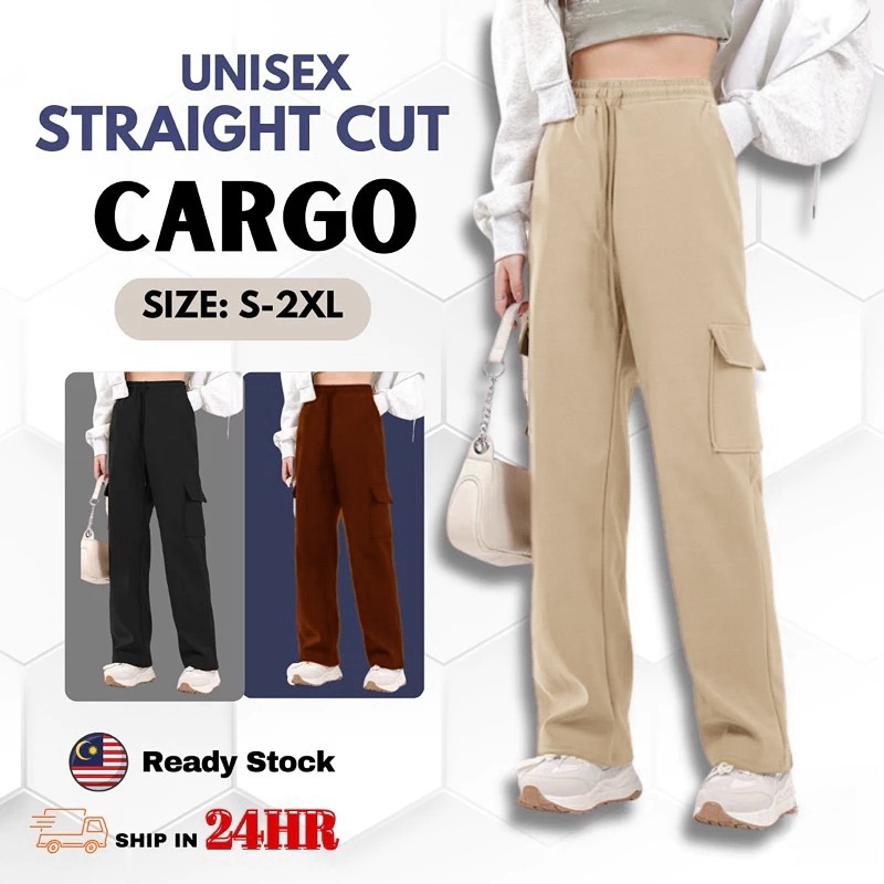 2025NEW Women Cargo Long Pants Baggy Wide Leg Straight Long Pants Big ...