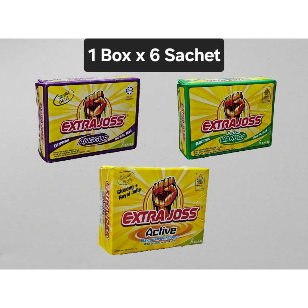 EXTRA JOSS (Oren/ Anggur /Active / Mangga ) [ 1 Box x 6 Sachets x 4g ...