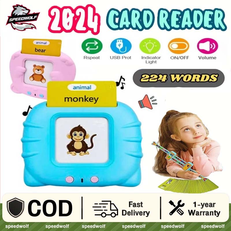 Flash Card Reader Kids Toys Smart English Chinese Speaker Double Sided ...