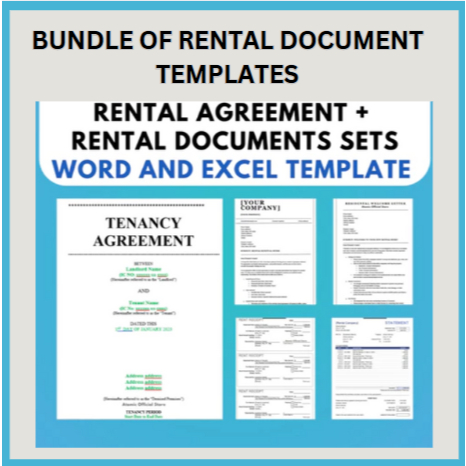 Bundle of Rental Agreement Contract + Rental Documents Template ...
