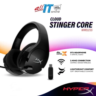 HyperX Cloud Stinger Core Wired / Wireless Gaming Headset + DTS X 7.1 | 2.4GHz Wireless | Durable Steel Sliders - Black