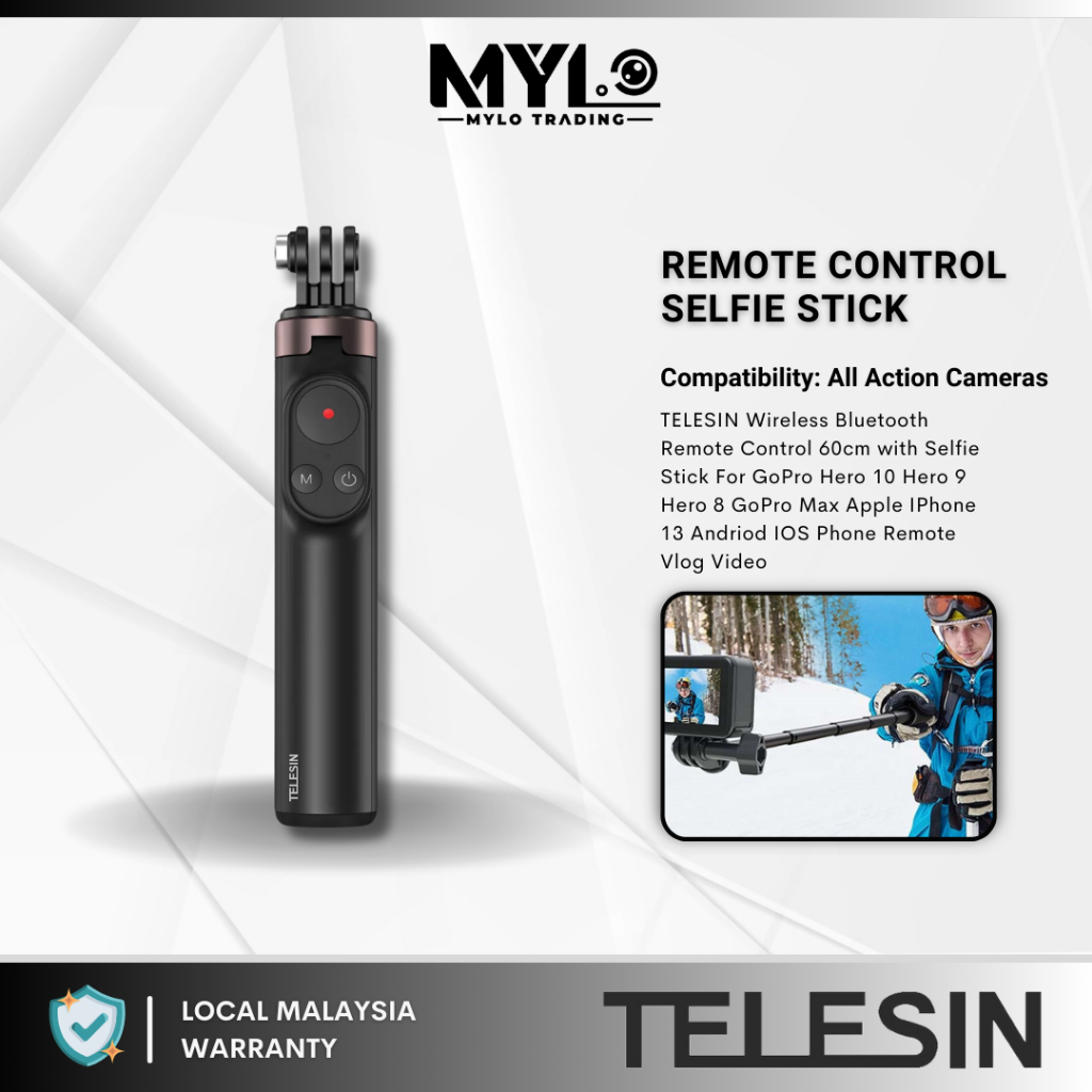 TELESIN Bluetooth Remote Control Selfie Stick ( TE-RCSS-001 / TE-RWB ...