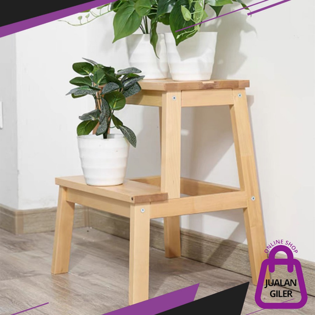 SOLID WOOD STEP STOOL WOODEN STEP STOOL DECORATIVE STOOL BANGKU TANGGA ...