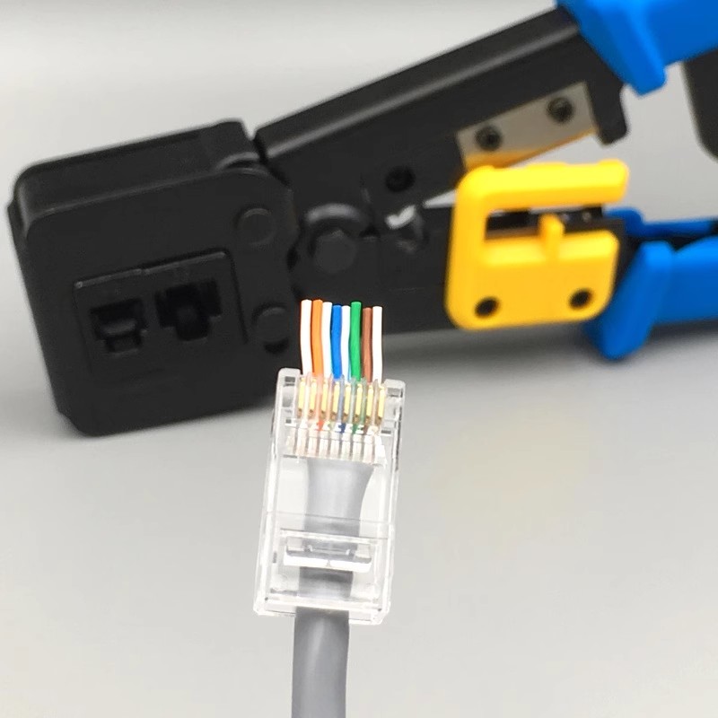 100pcs RJ45 Crystal Network Connector / CAT6 Pass Through Connector ...