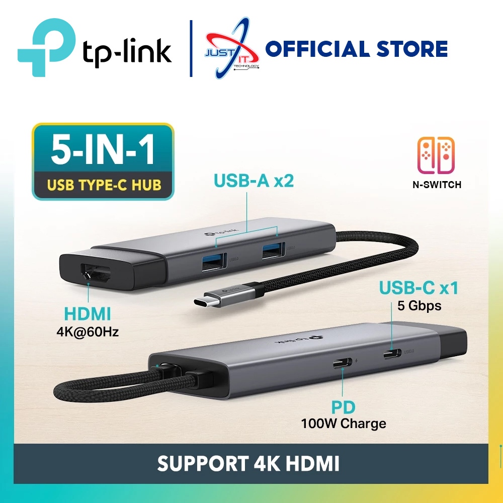 TP-LINK UH5020C USB TYPE-C 5-IN-1 HUB - USB-C TO 2USB-A-3.0/1USB-C-3.0 ...