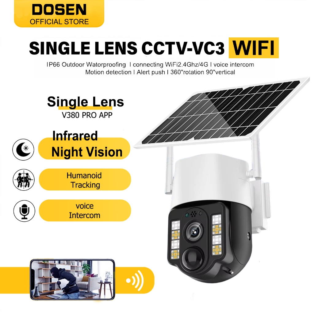 V380 Pro Solar outdoor cctv camera Wireless Dual lens 4G Sim