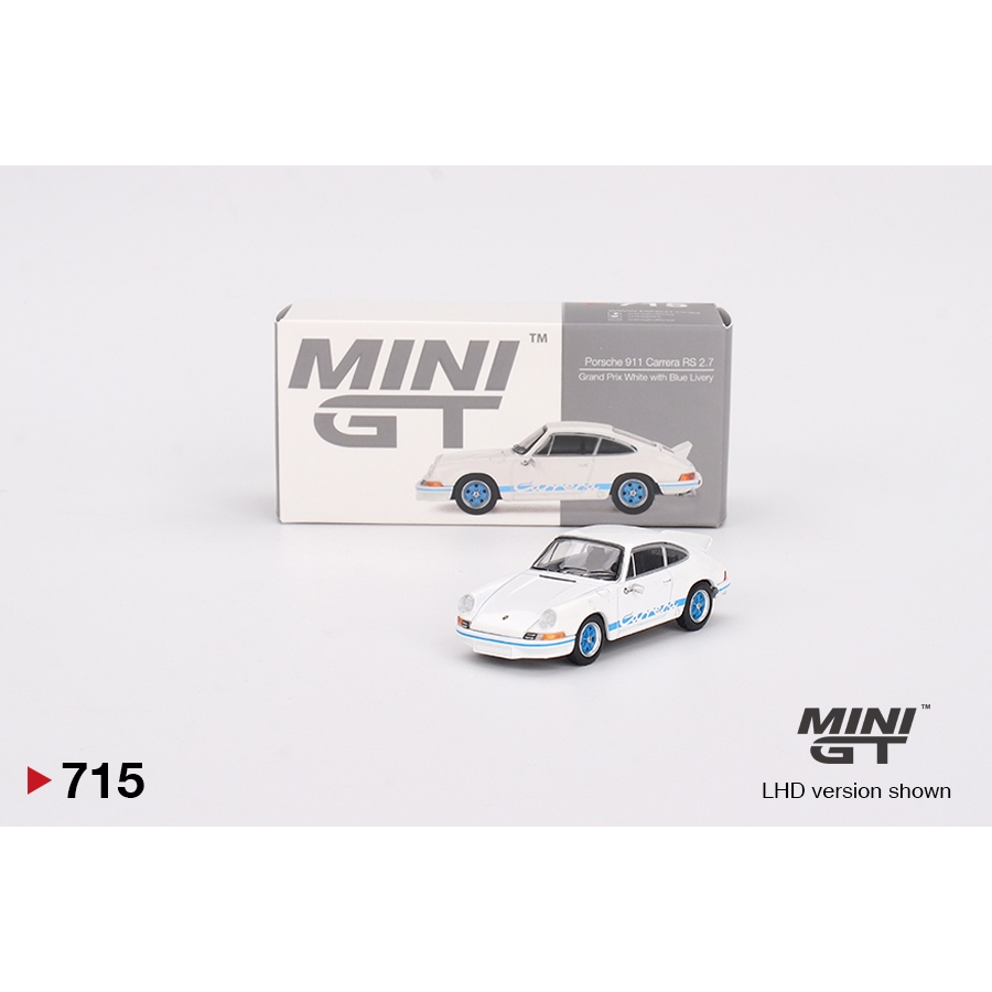 Modèle Réduit Mini GT 1/64 Porsche 911 Carrera RS 2.7 Grand Prix Blanc - Boîte Non Ouverte
