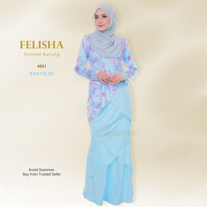 Tema Baby Blue Baju Kurung Dewasa Plus size Lace Moden Tunang Bridesmaid Kenduri Raya (Size 32-60)