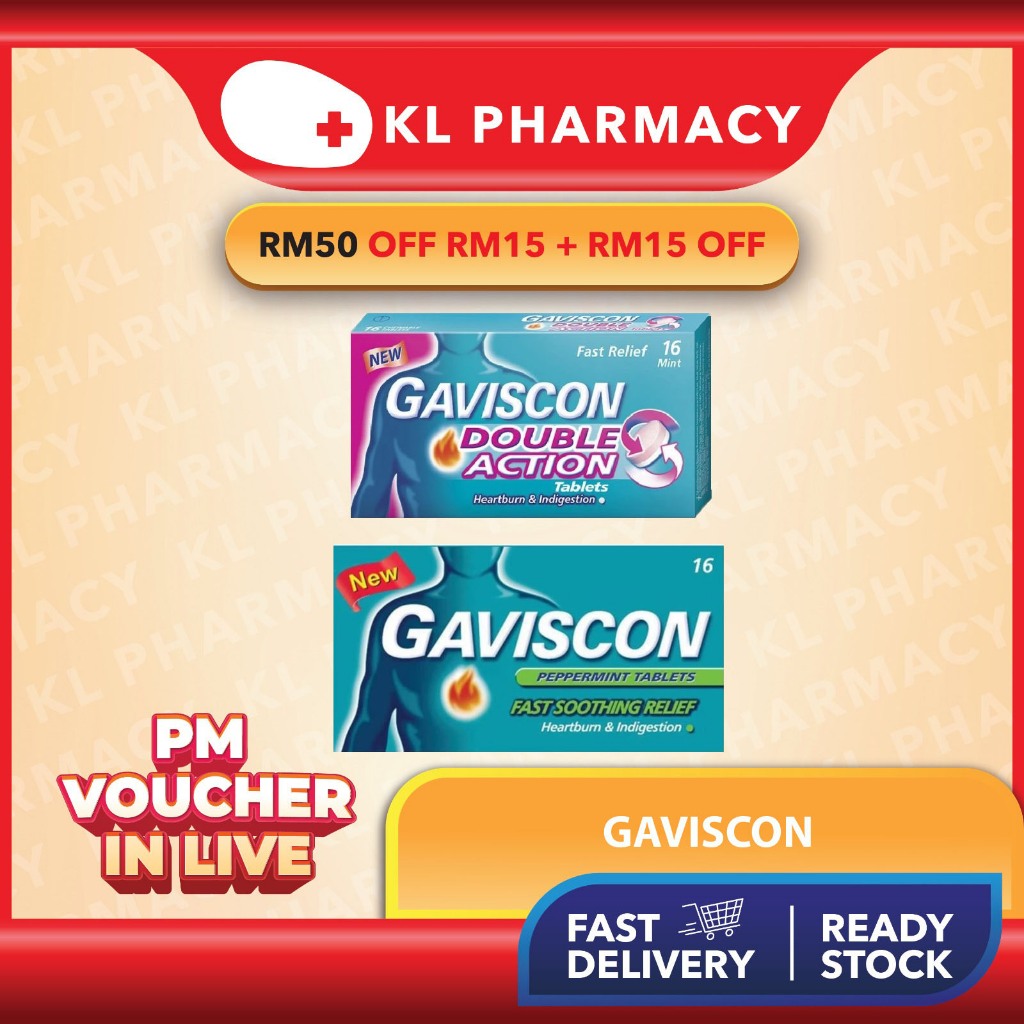 Gaviscon Double Action Tablets / Gaviscon Peppermint Tablets (16's ...