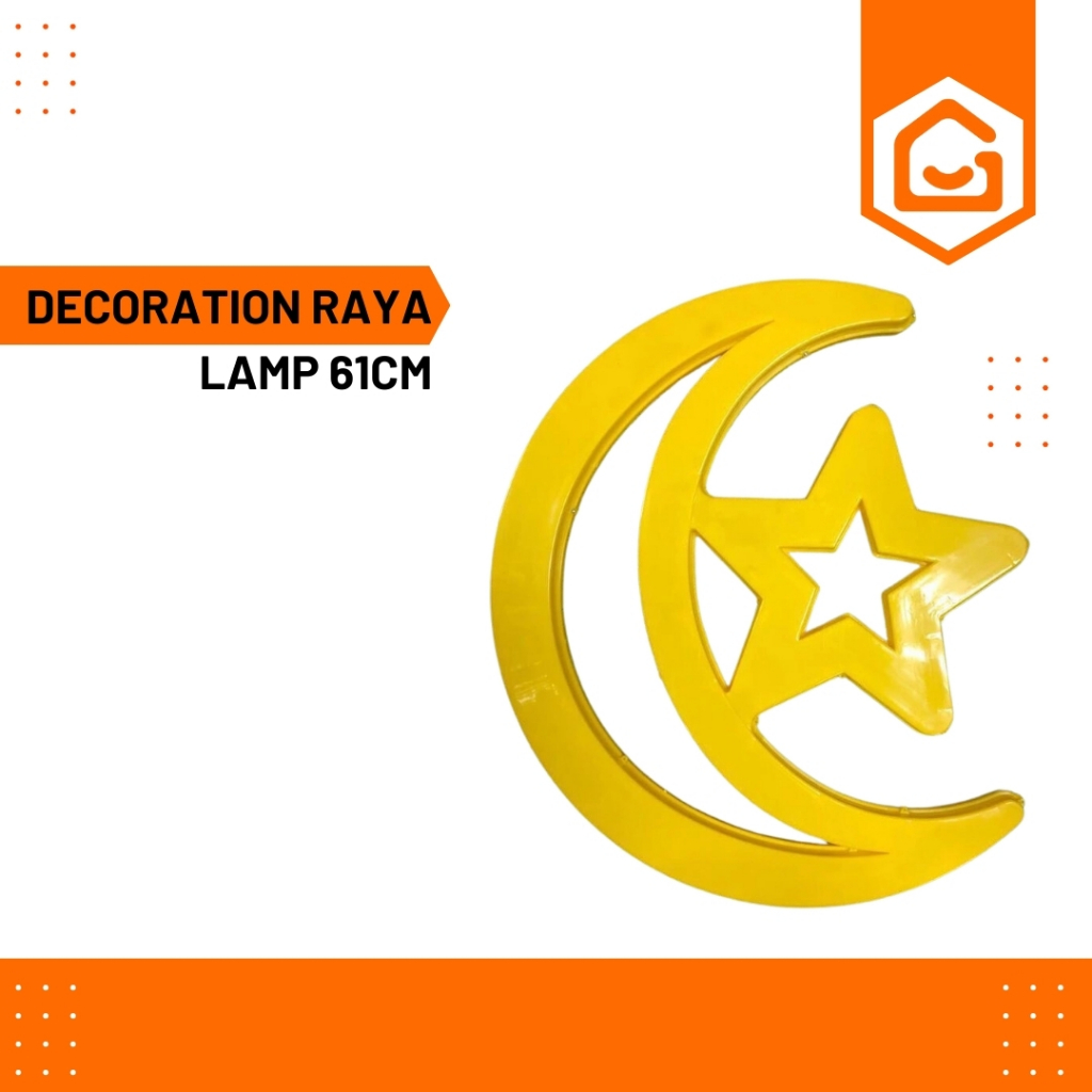READY STOCK HARI RAYA YELLOW LAMP I MOON & STAR 61CM I LAMPU RAYA BULAN ...
