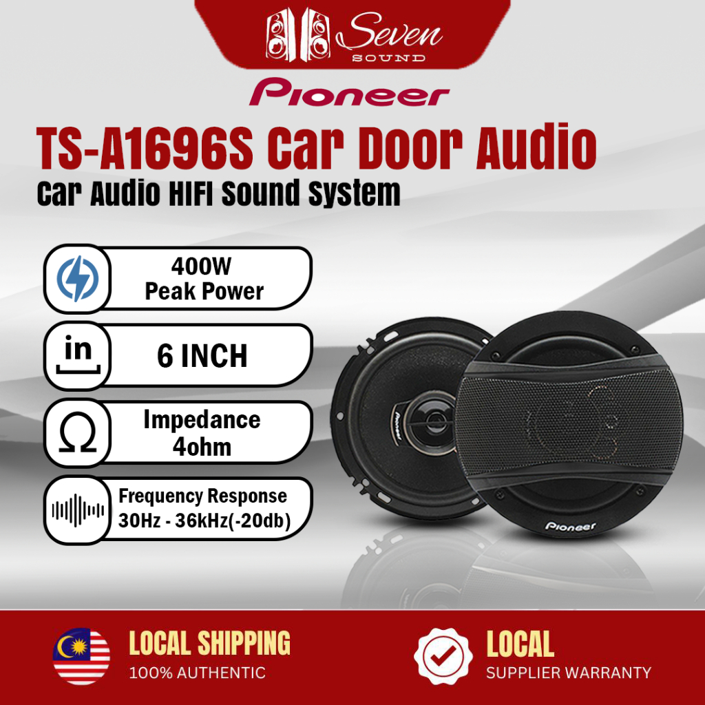Pioneer 6inches 3Way Flush-Monunt Car Coaxial Speaker TS-A1696S Audio ...