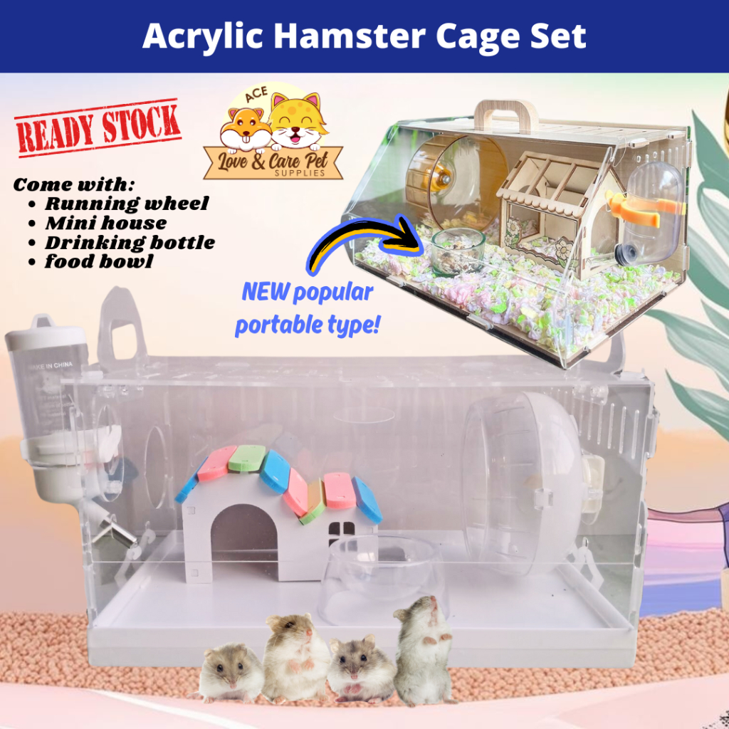 Image showcasing Sangkar Hamster / Single Storey Portable Acrylic Full Set Travel ...