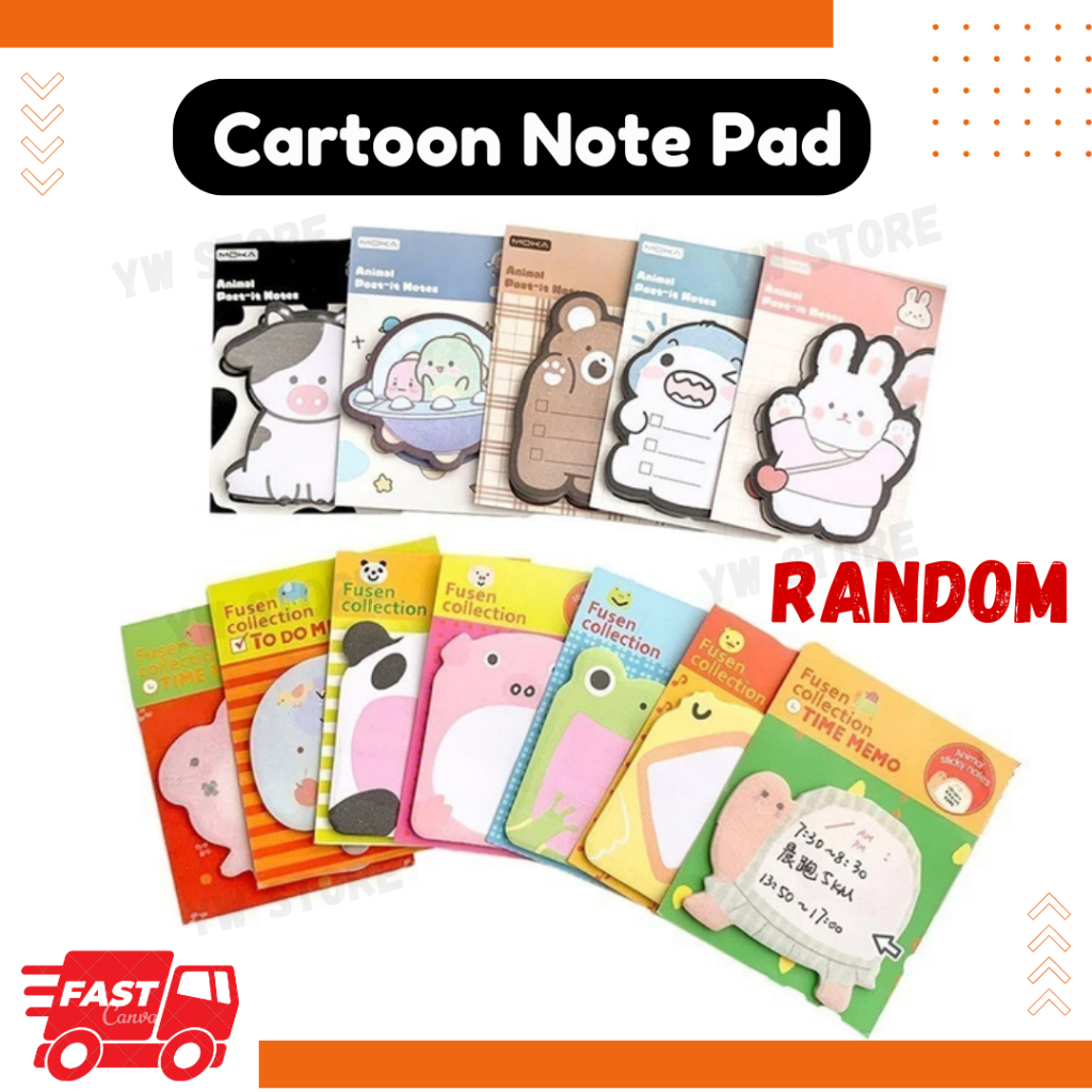 Cartoon Note Pad Zoo Animal Sticker Cute Memo Sticky Note Tear Off Post ...