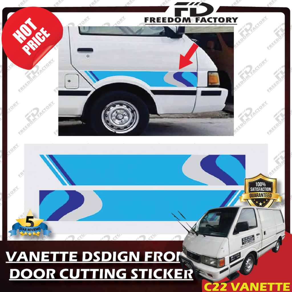 (2pcs) 1 Set Vanette Design Front Door Cutting Sticker (C120,C22 and ...