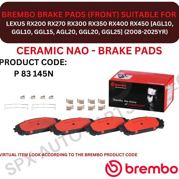 BREMBO GENUINE DISC BRAKE PAD (FRONT) FOR LEXUS RX200 RX270 RX300 RX350 ...