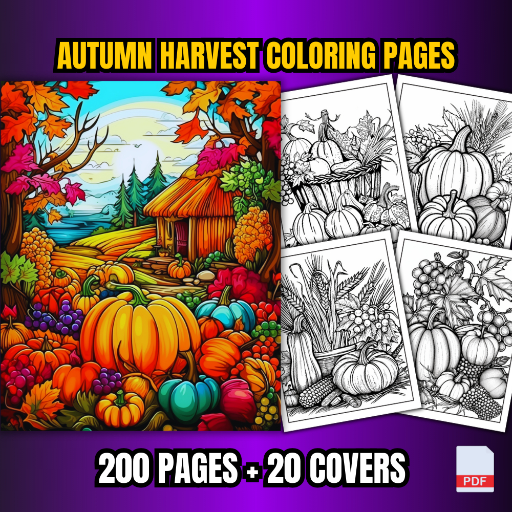 [PDF] 200 Autumn Harvest Coloring Pages For Adults | Shopee Malaysia