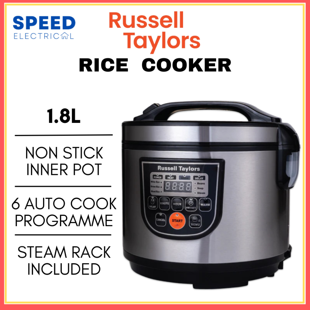 RUSSELL TAYLORS SMART RICE COOKER 1.8L ERC-30 NON STICK POT ...