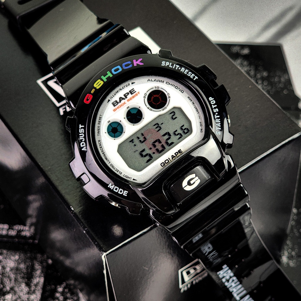G Shock Bape Rainbow Casio G Shock DW6900 A Bathing Ape Bape White
