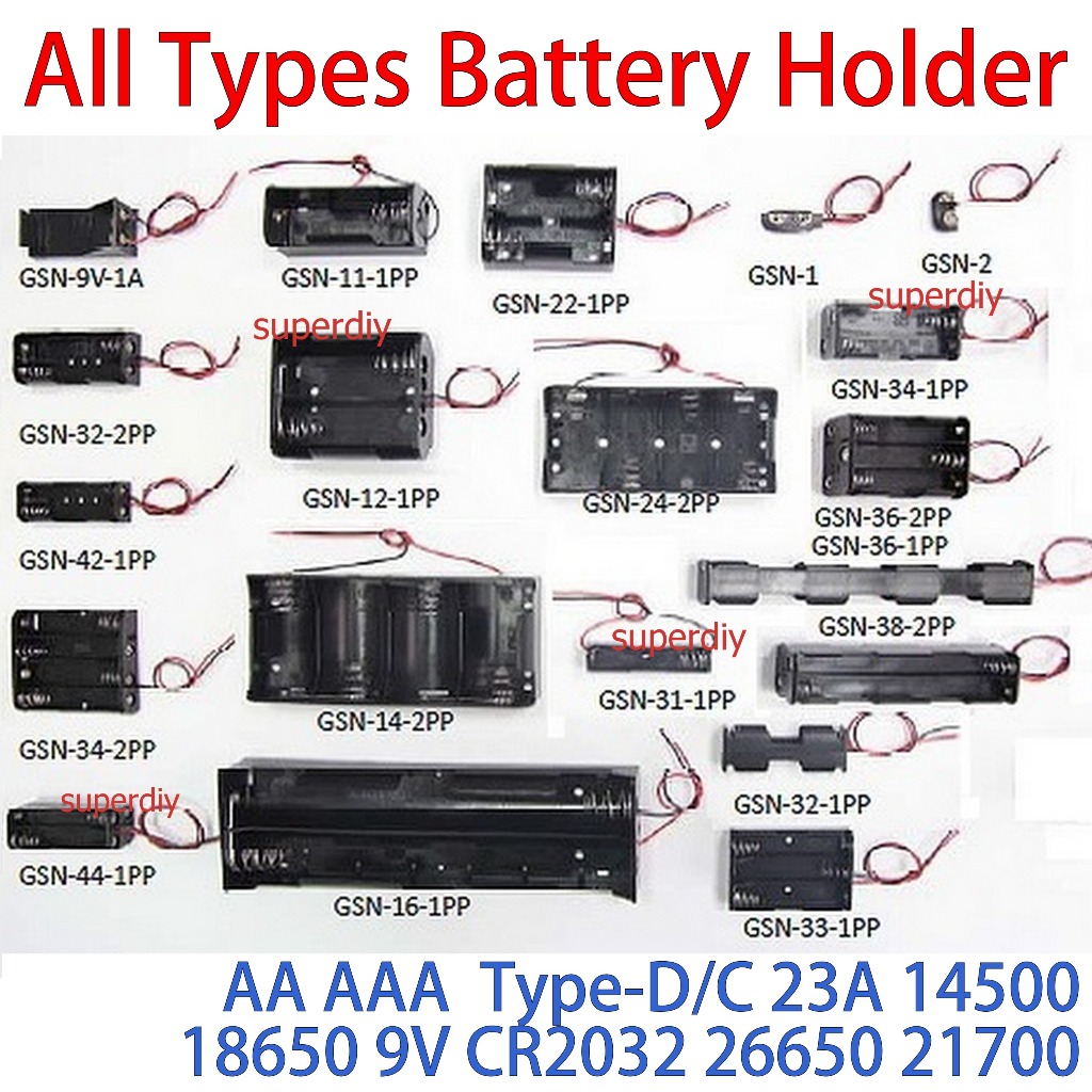 All Types Battery Holder AAA 18650 Type-D C 23A 14500 Battery Button ...
