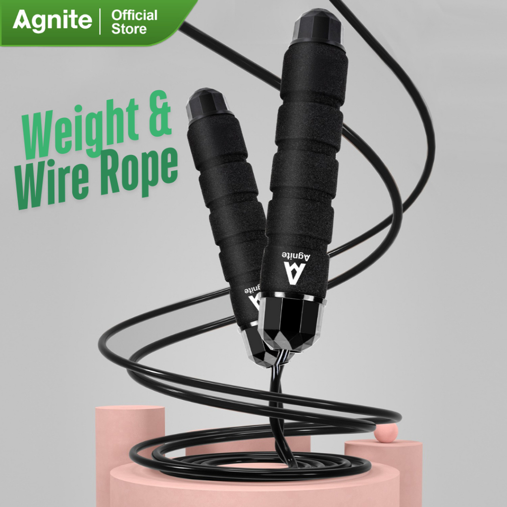 Agnite Steel Skipping Rope 2.8m Weighted Tali Lompat Adjustable Cardio ...