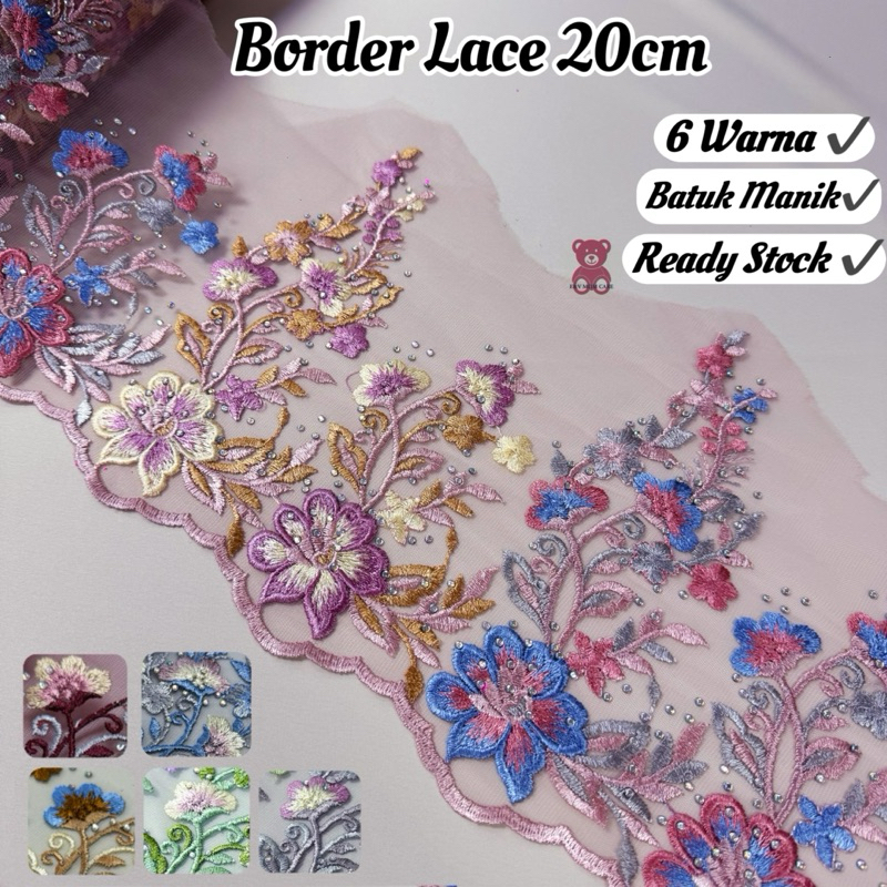 Border lace crystal tinggi 20cm, boder lace cantik, beautiful border ...