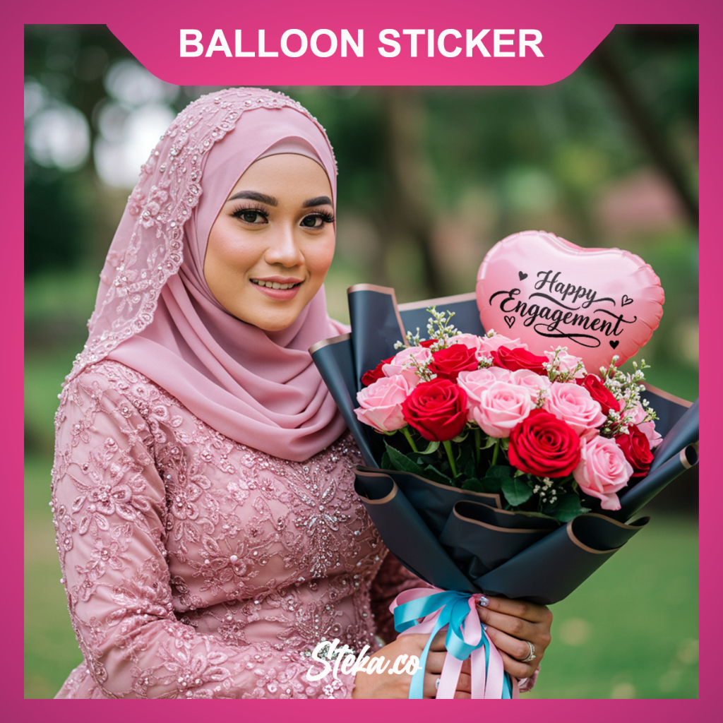 [ 6in1 ] Happy Engagement Sticker for Foil Balloon 10inch / Balloon ...