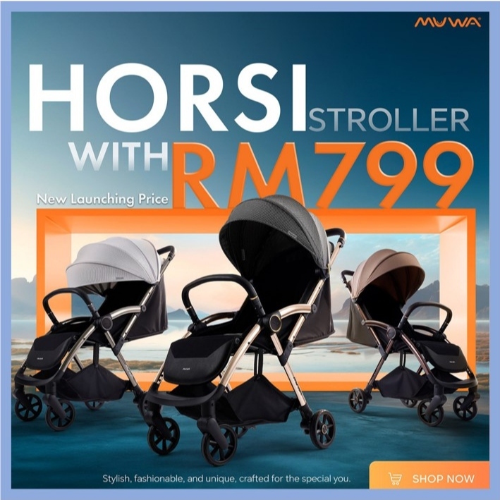 MUWA Horsi Newborn Infant Baby AutoFold Stroller (0-22kg) | Shopee Malaysia