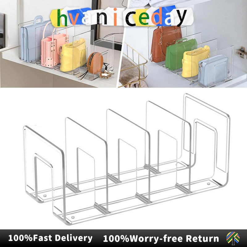 4-Slot Acrylic Handbag Storage Rack Bookcase Divider Wardrobe Shelf ...