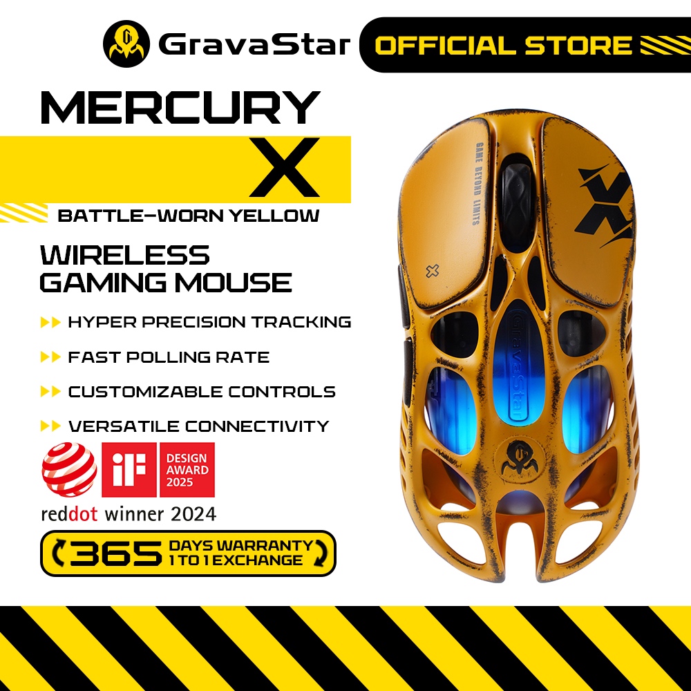 GravaStar Mercury X Battle-Worn Superlight Wireless Gaming Mouse ...
