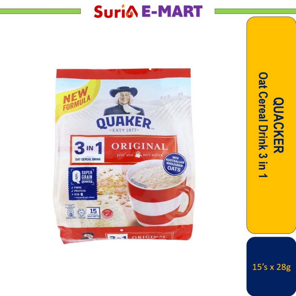 Quaker Oat Cereal Drink Original 3 in 1 15's x 28g | Shopee Malaysia