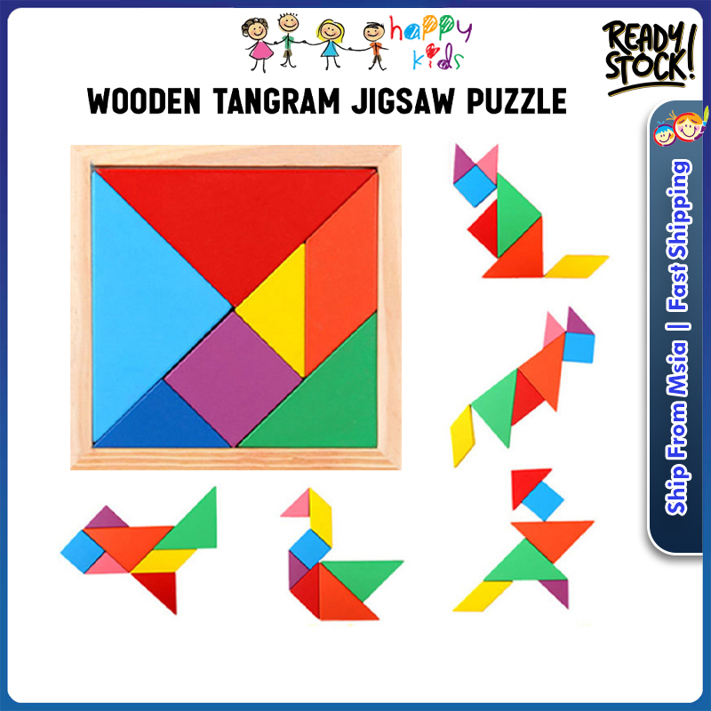 [Happy Kids] Wooden Tangram Puzzle Montessori Toy Birthday Goodies Gift ...