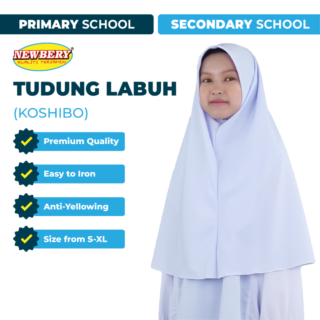 NEWBERY Tudung Labuh Bulat Sekolah Agama Berwarna - Kain Soft (Licin ...