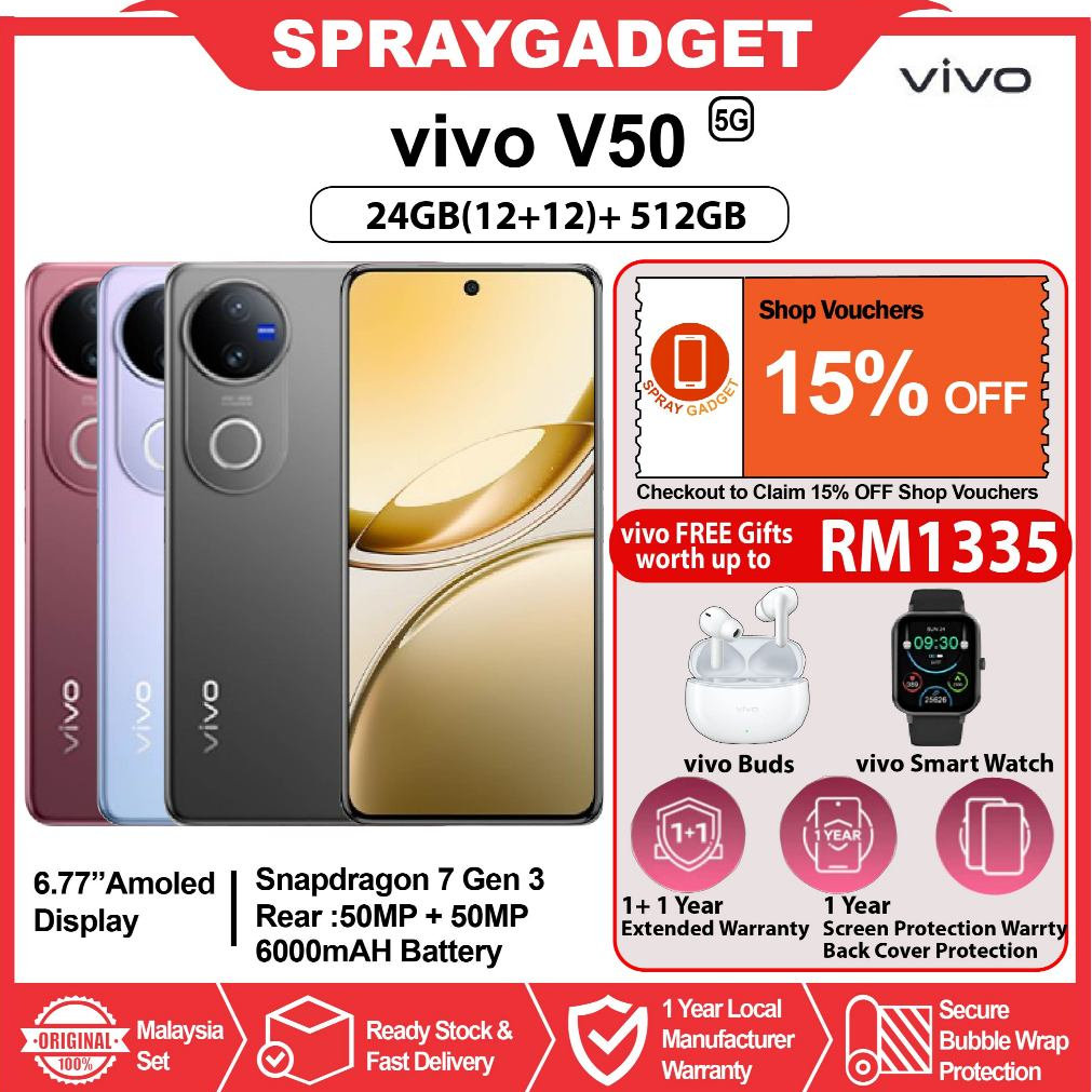 vivo V50 5G(12+12GB Extend RAM + 512GB/256GB ROM)Co-engineered with ...