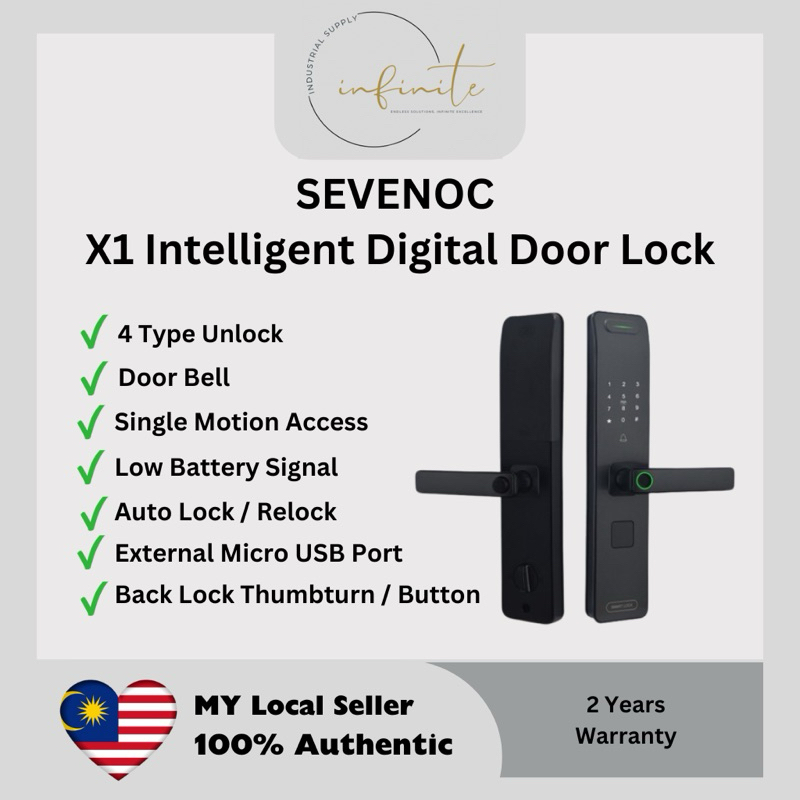 Intelligent Digital Lock Sevenoc X1 [2 Years Warranty] | Shopee Malaysia
