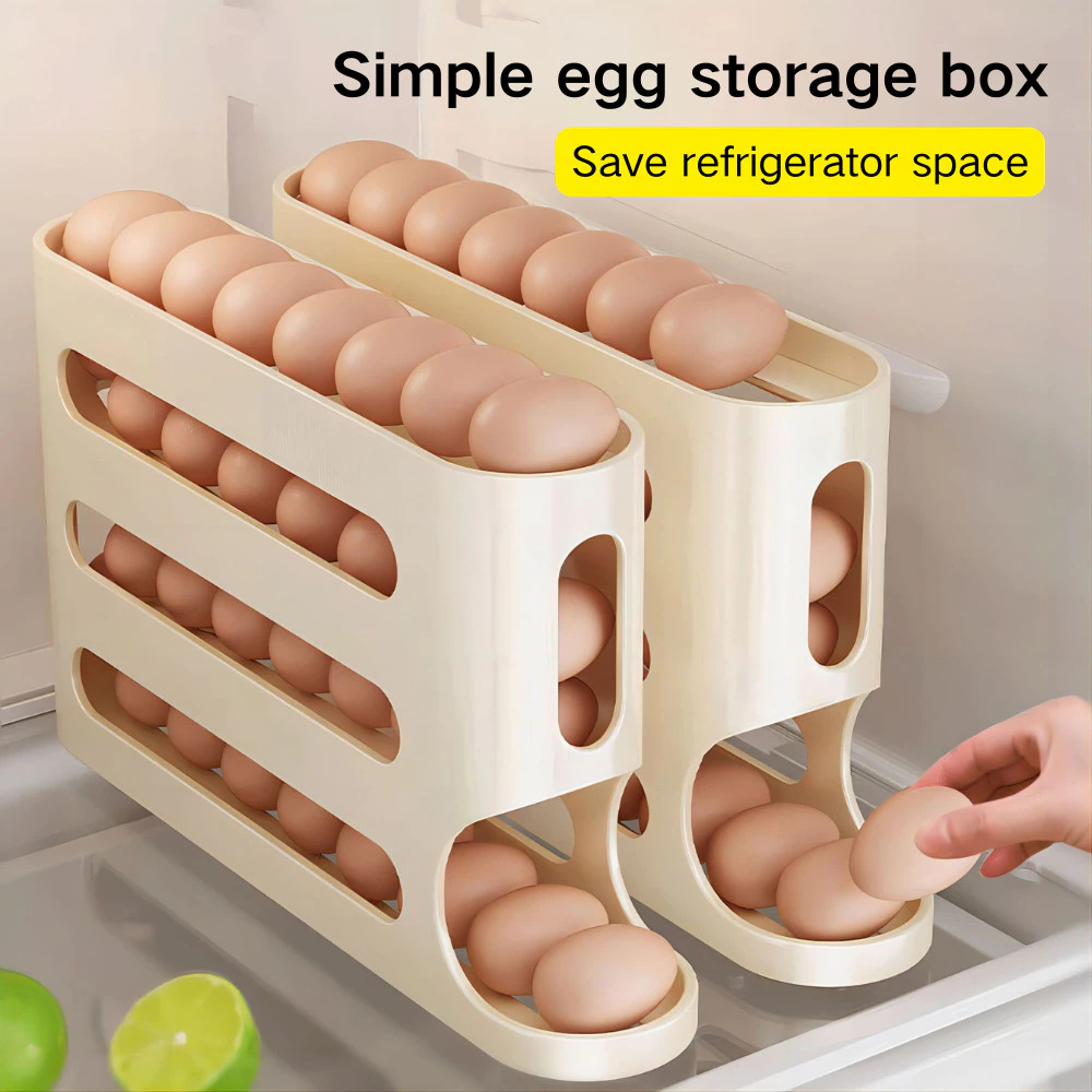 Egg Storage Box Automatic Egg Rolling Dispenser Egg Tray Eggs Rack ...