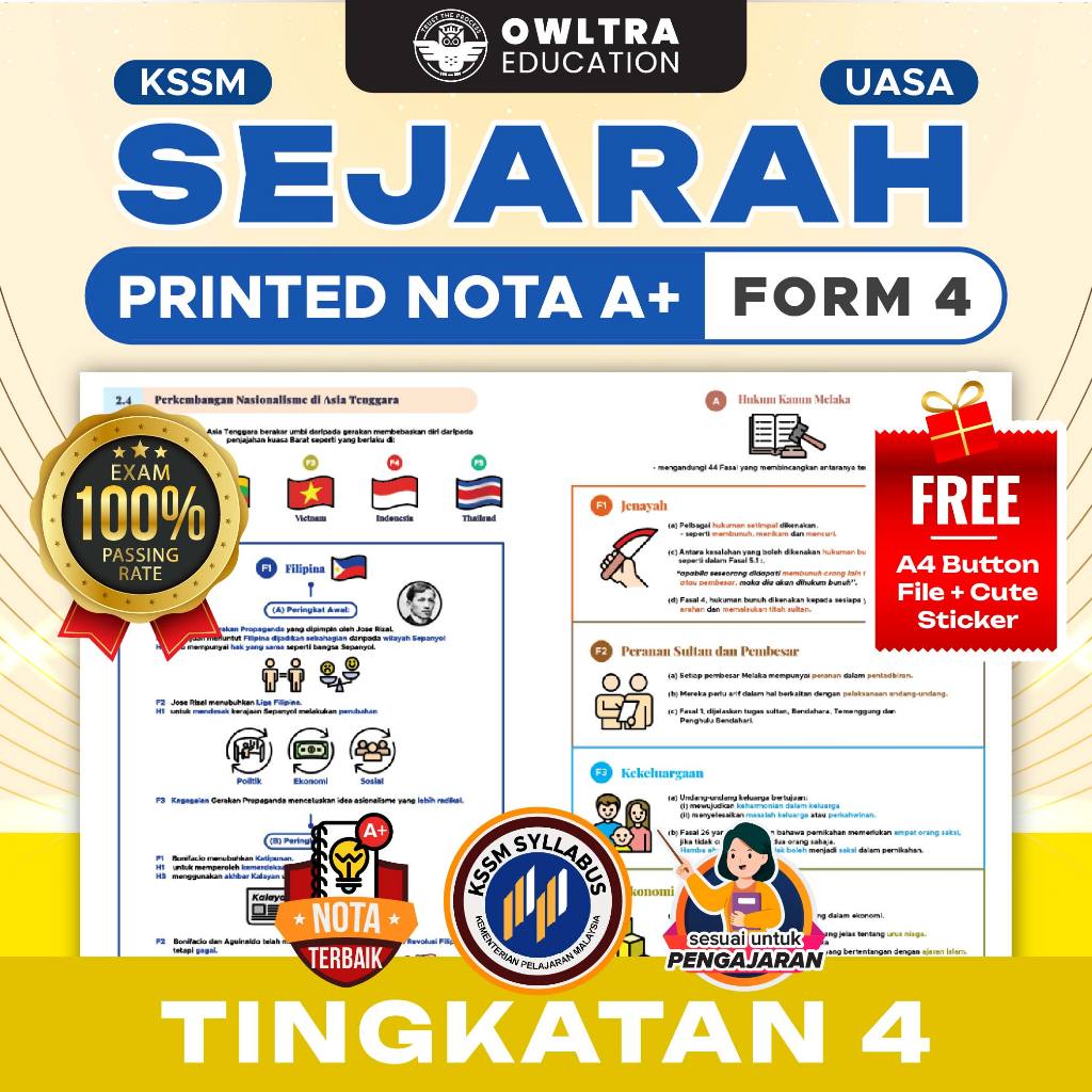 Nota Sejarah SPM Tingkatan 4 Nota A+ (Printed Note) | Shopee Malaysia