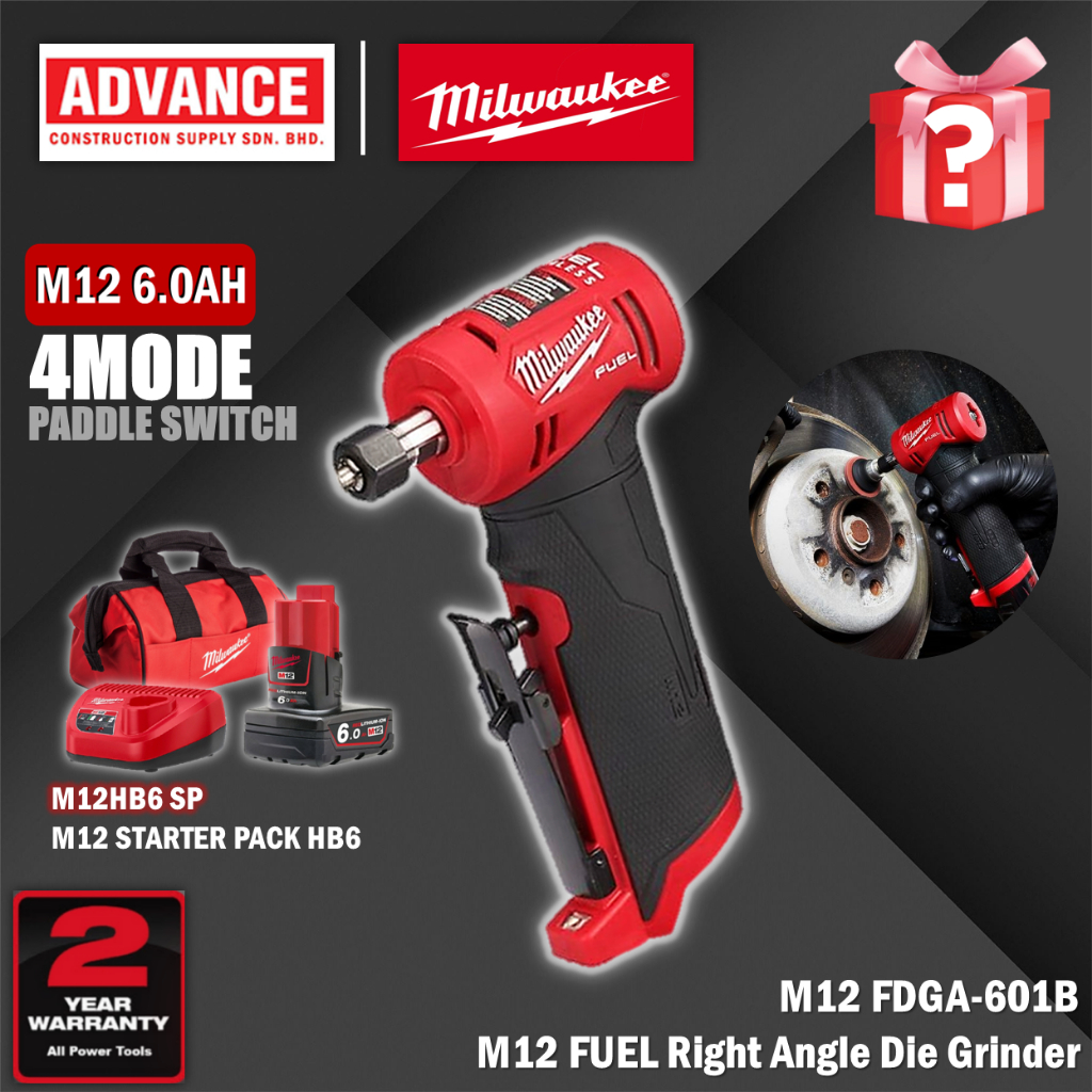 MILWAUKEE FDGA / FDGA-0 / FDGA-251B M12 FUEL™ Right Angle Die Grinder ...