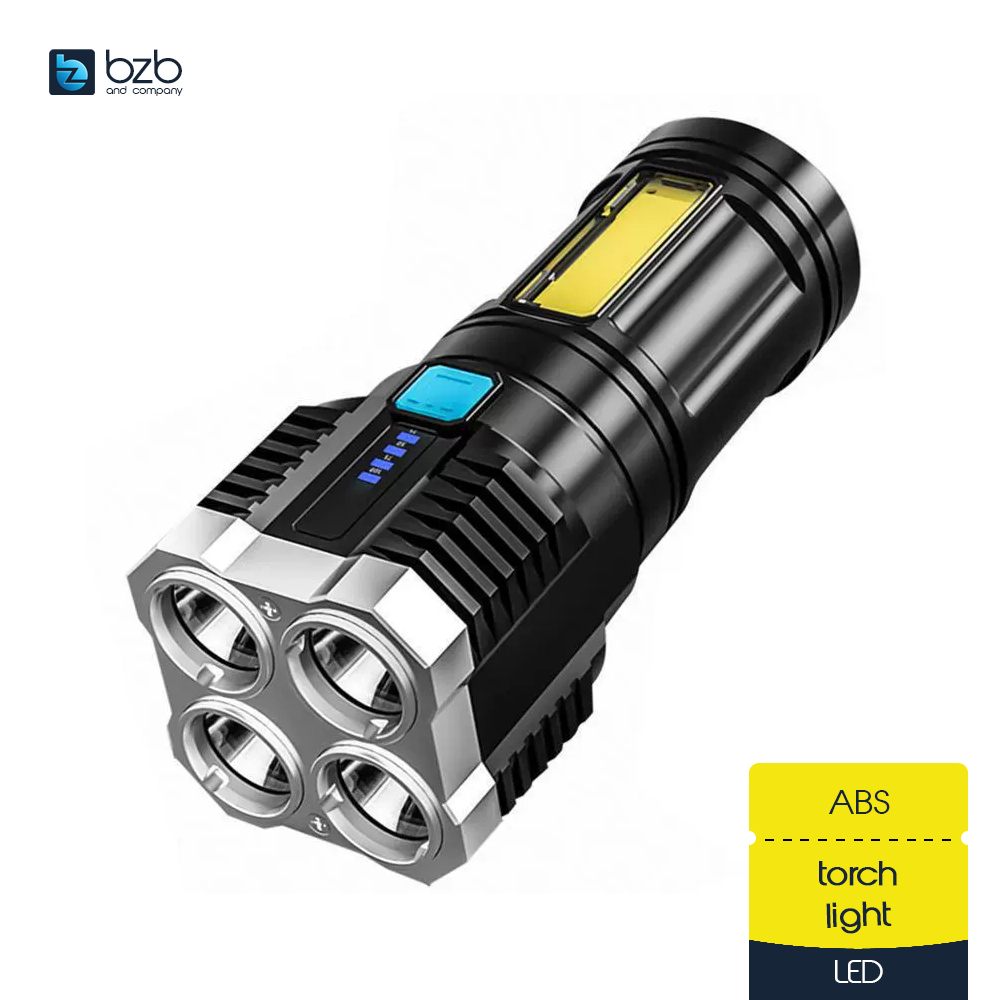 USB 4 LED COB Torchlight Waterproof Torch Light Dark Outdoor Tactical ...