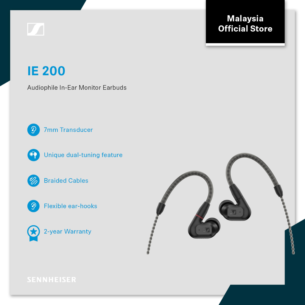 Sennheiser IE 200 Audiophile In-ear Monitor Earbuds 7mm